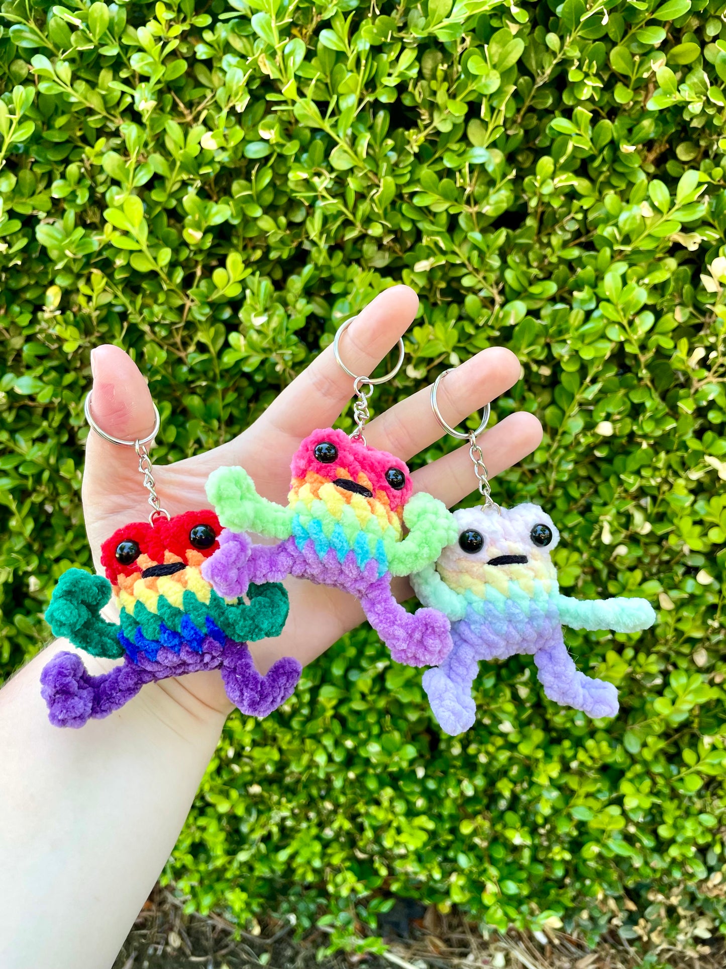 Rainbow Leggy Frog Keychain