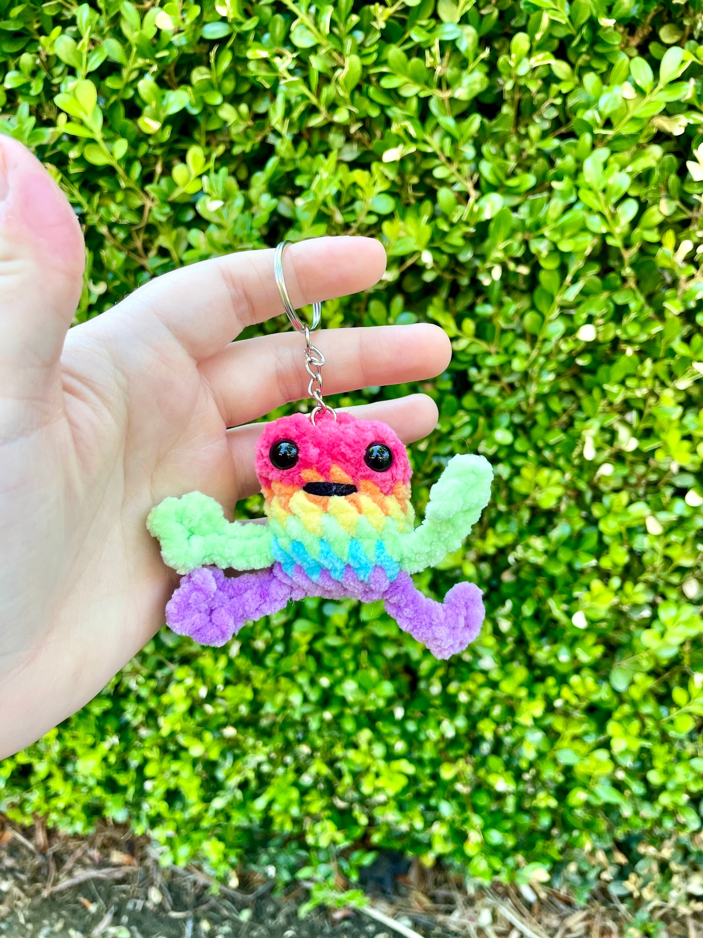 Rainbow Leggy Frog Keychain